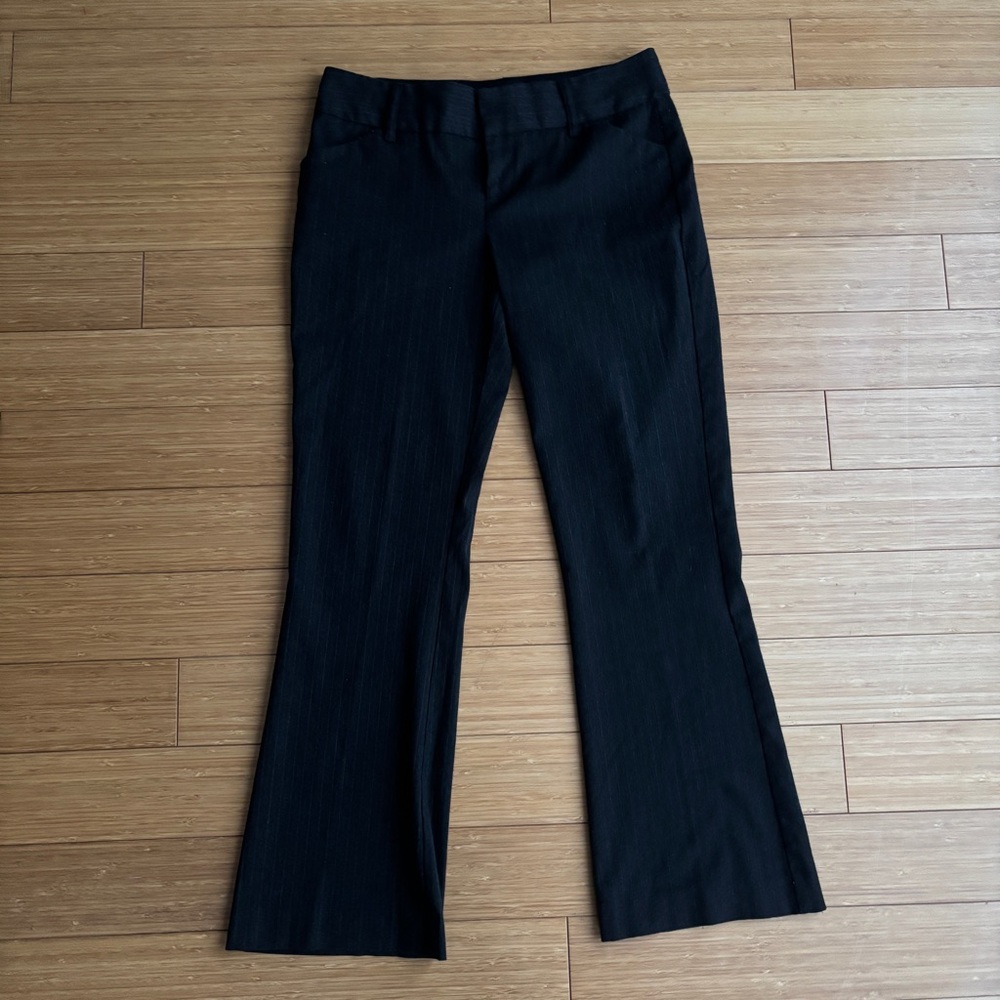 Vintage y2k dark gray pinstripe low rise flare pants petite